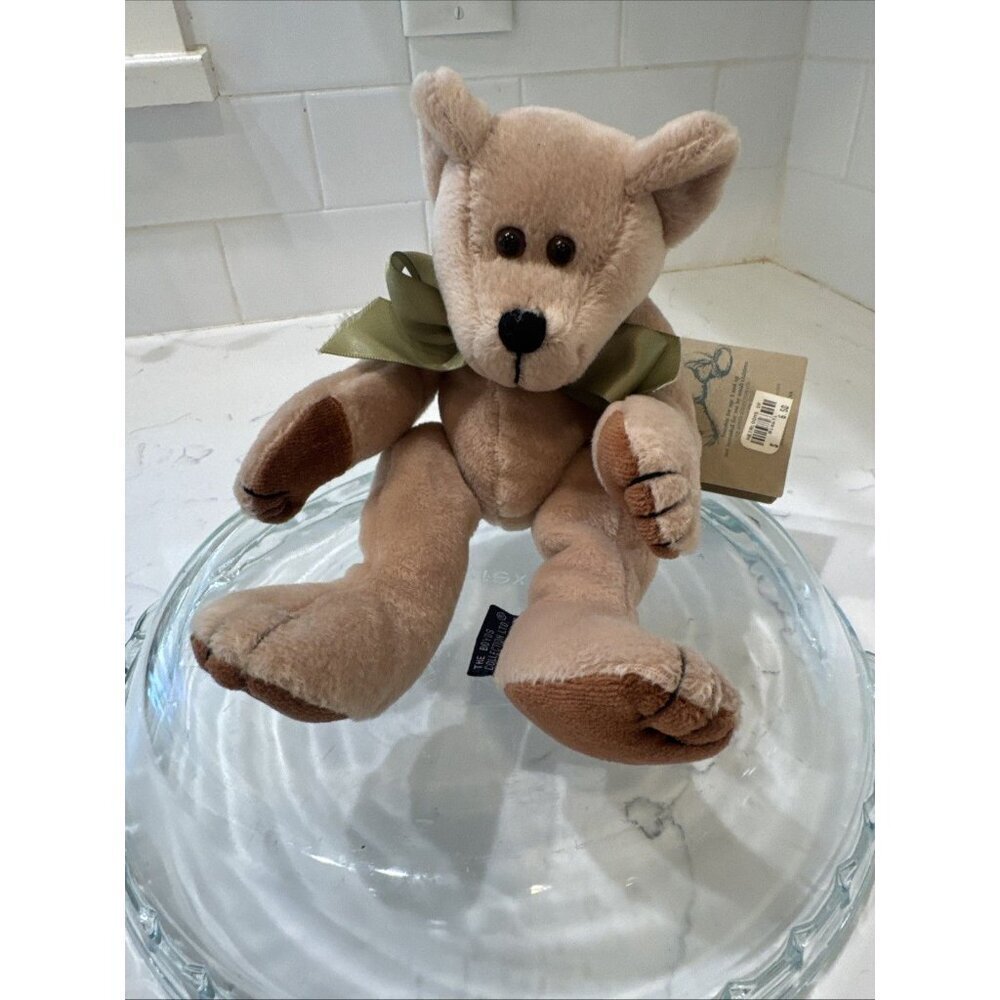 VTG Boyds Bears-J.B Bean 10” Bear Plush Beanie W/Green Bow 5-Way Jointed - Picture 3 of 12
